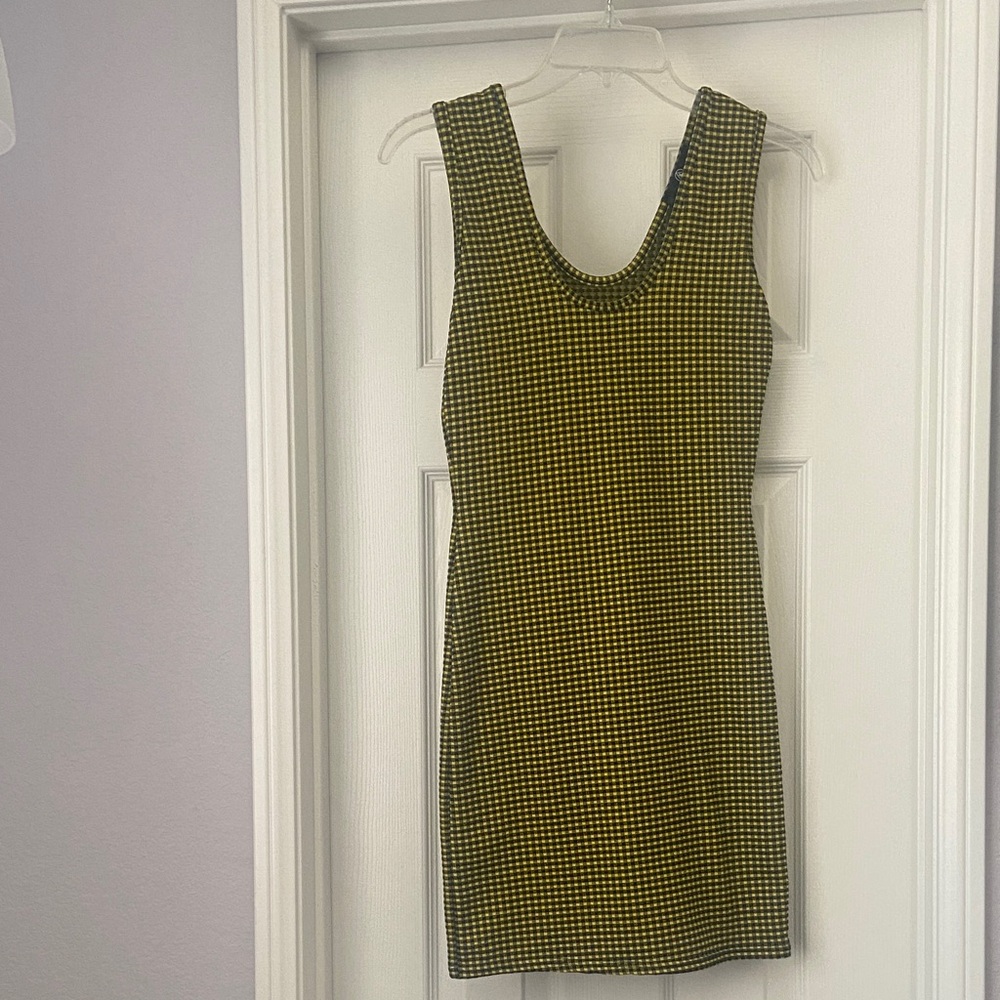 Missguided Black and Yellow Checkered Mini Dress